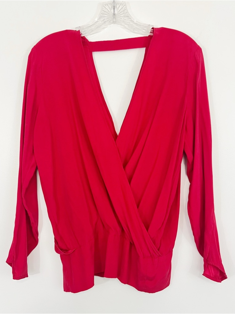 Zero + Maria Cornejo Jasmine Shirt in Red Size 4 Silk Blend Wrap Front Draped